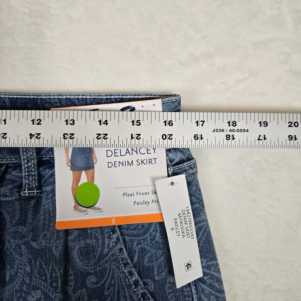 Seven7 Delancy Denim Skirt Pleated Paisley Womens 8 Mini Skirt 0748 - Picture 3 of 10